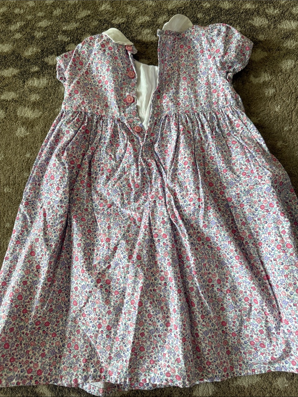 JoJo Maman Bebe Pink and White Floral Smocked Dress with matching bloomers - Picture 3 of 4